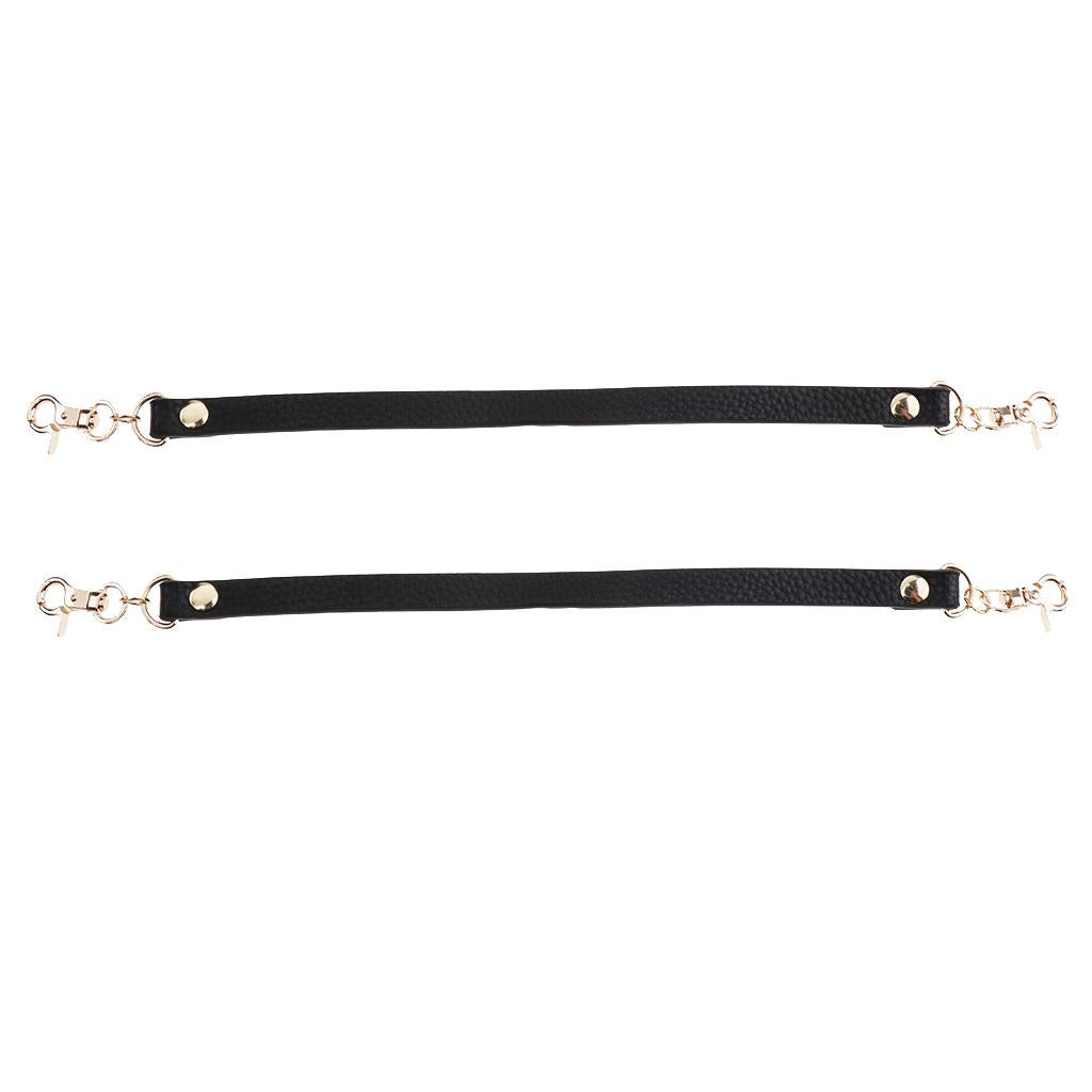2Pieces PU Leather Short Handbag Bag Strap Replacement Purse Handle Black
