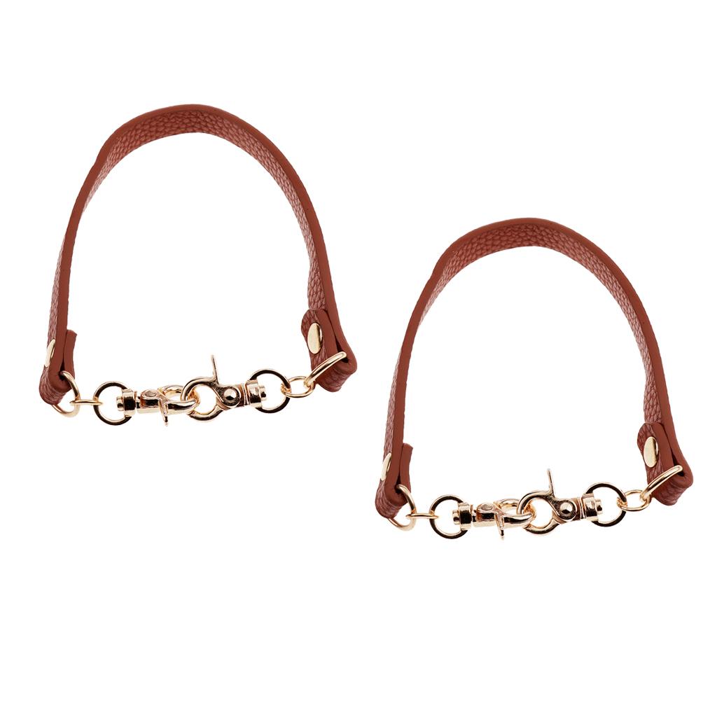 2pieces PU Leather Short Handbag Bag Strap Replacement Purse Handle Khaki