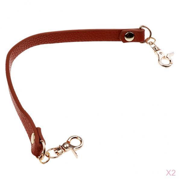 2pieces PU Leather Short Handbag Bag Strap Replacement Purse Handle Khaki