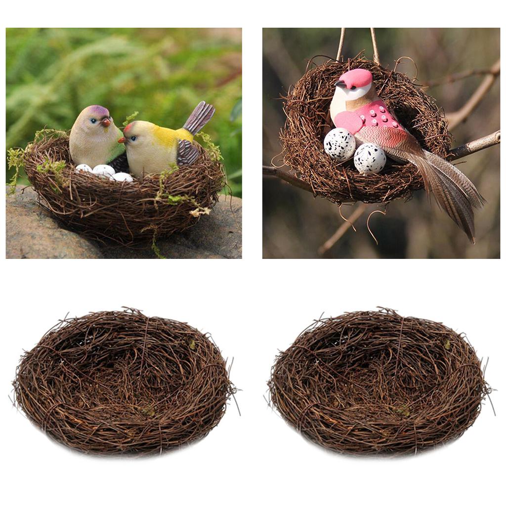 2 Pieces Handmade Vine Bird Nest House Nature Craft Holiday Decoration 8cm
