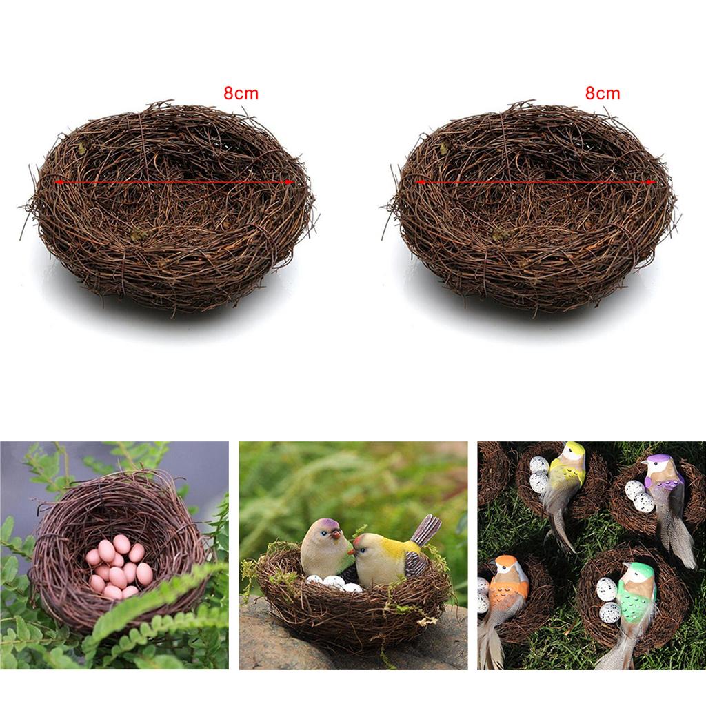 2 Pieces Handmade Vine Bird Nest House Nature Craft Holiday Decoration 8cm