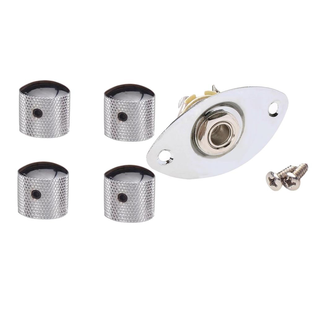 4pcs Screw Fixing Tone & Volume Knobs with 1/4'' Oval Indented Jack Plate