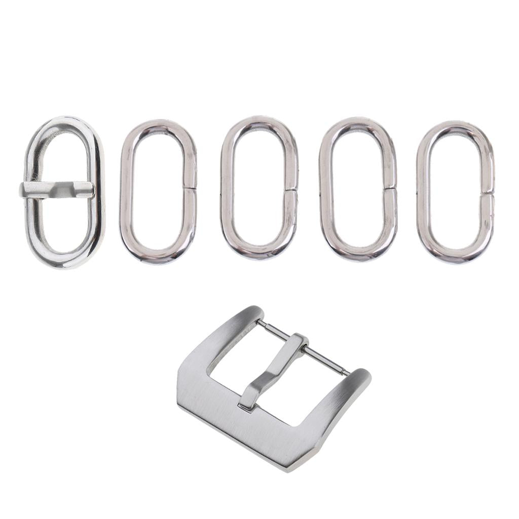 6 Pieces Stainless Steel Watch Band Retainer Loop Ring with Buckle 24mm