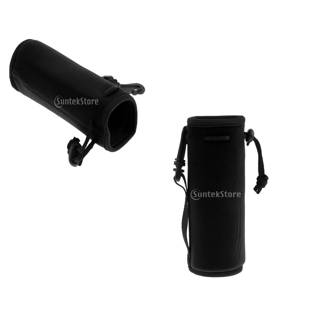 2pcs Neoprene Insulated Sport Water Bottle Cover Pouch Sleeve Bag Black