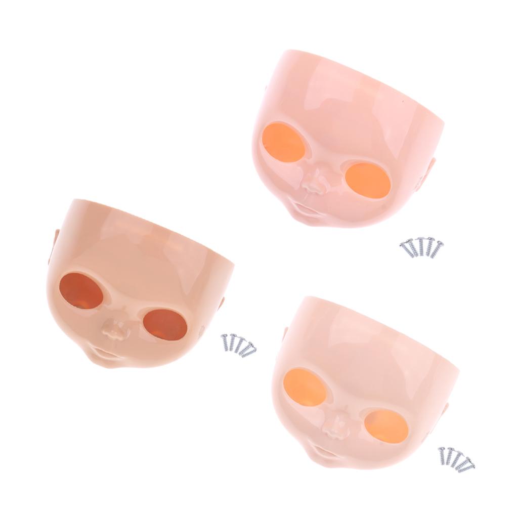 3 Pieces 12 Doll Faceplate + Backplate Head with Screws Set for Neo Blythe"