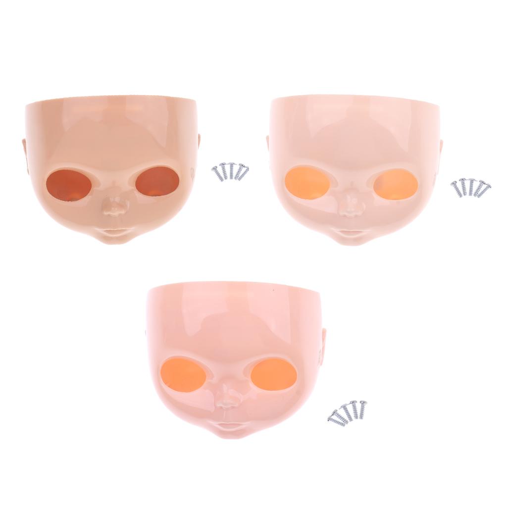3 Pieces 12 Doll Faceplate + Backplate Head with Screws Set for Neo Blythe"