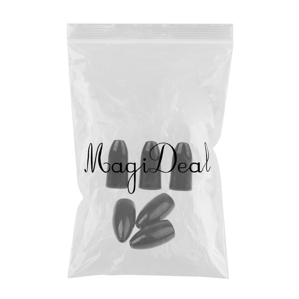 6 Pieces Fishing Tungsten Flipping Worm Weights Sinkers Bass Black 7g 10.6g