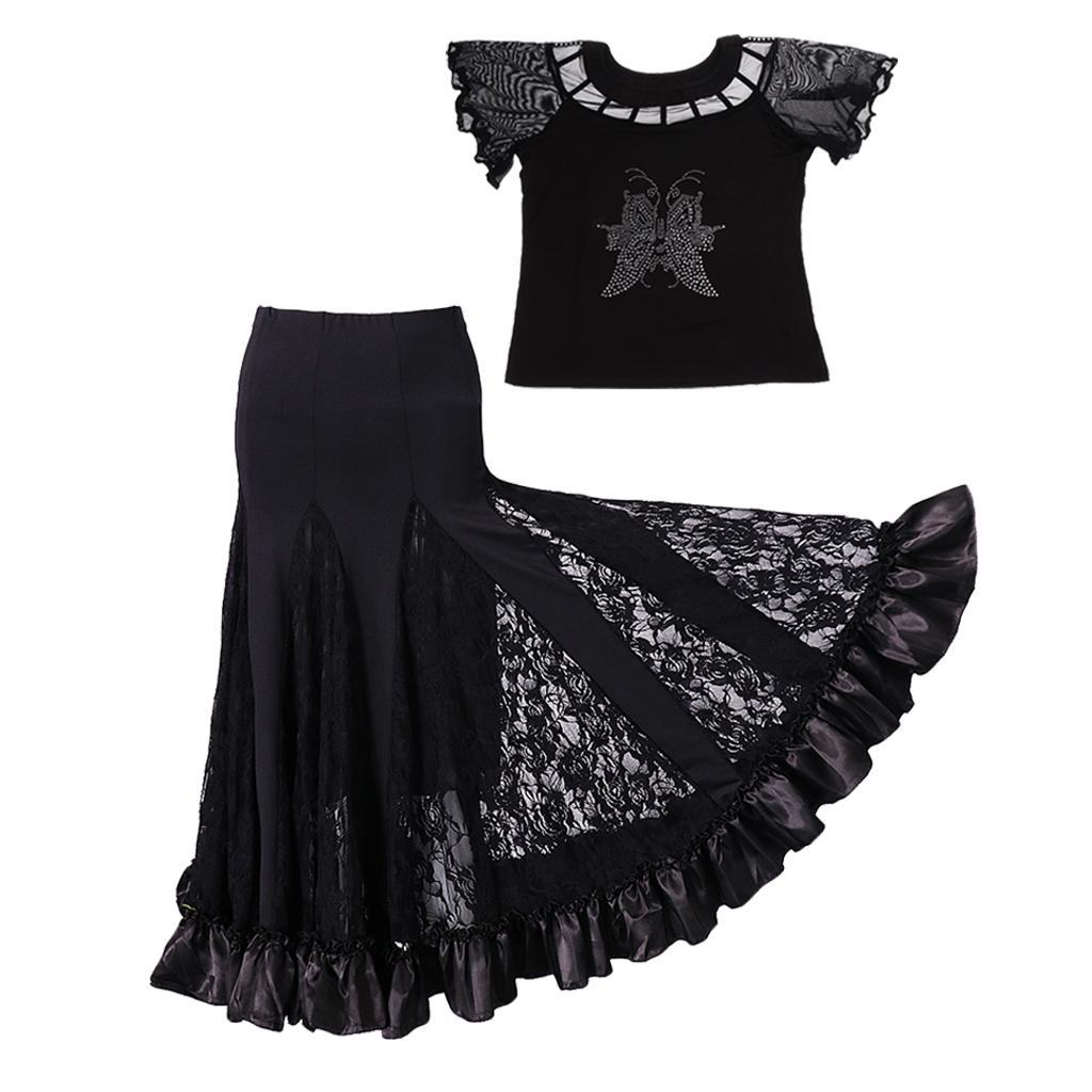 Ballroom Dancing Modern Dance Square Dance Practice Outfit Black XL