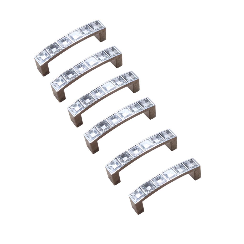 6x Two-hole Crystal Furniture Handle Cabinet Drawer Wardrob Handle 64mm