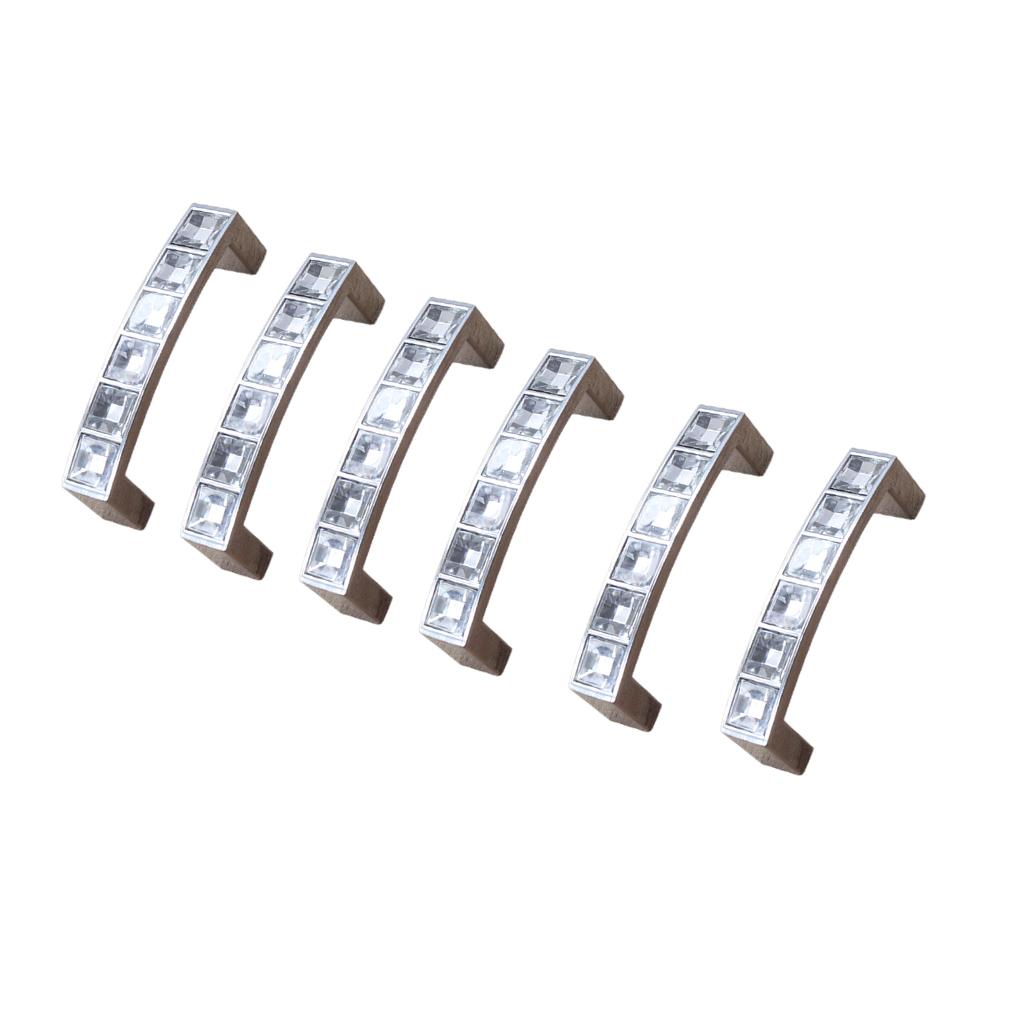 6x Two-hole Crystal Furniture Handle Cabinet Drawer Wardrob Handle 64mm