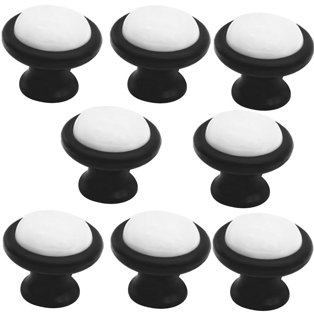 8-Piece Ceramic Single Hole Cabinet Handle Knob Kitchen Cupboard Drawer Pull