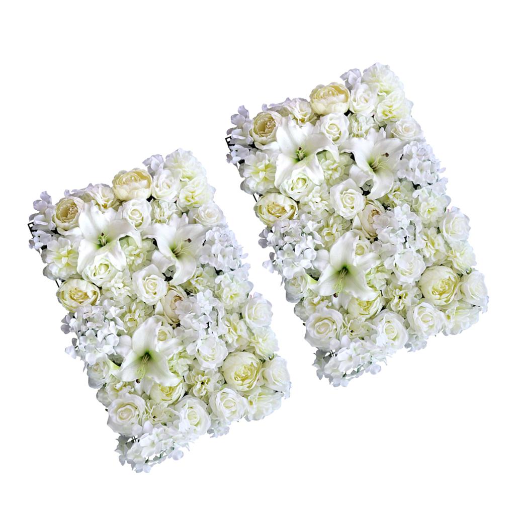 2pcs Artificial Rose Peony Lily Flower Wall Panels Wedding Venue Decor