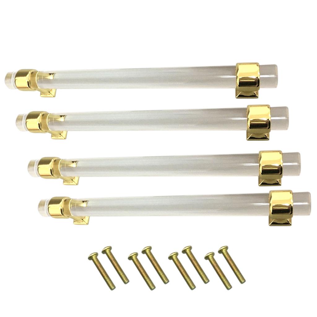 4Pcs 160mm Acrylic Door Pull Knob Cabinet Cupboard Handle Hardware Gold