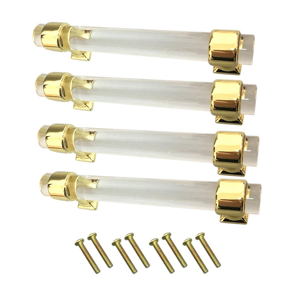 4Pcs 96mm Acrylic Door Pull Knob Cabinet Cupboard Handle Hardware Gold