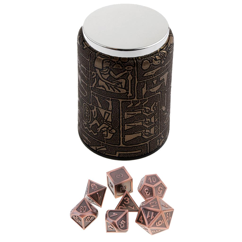 7X Metal Polyhedral Dice for Dungeons and Dragons Table Games+Dice Cup #9