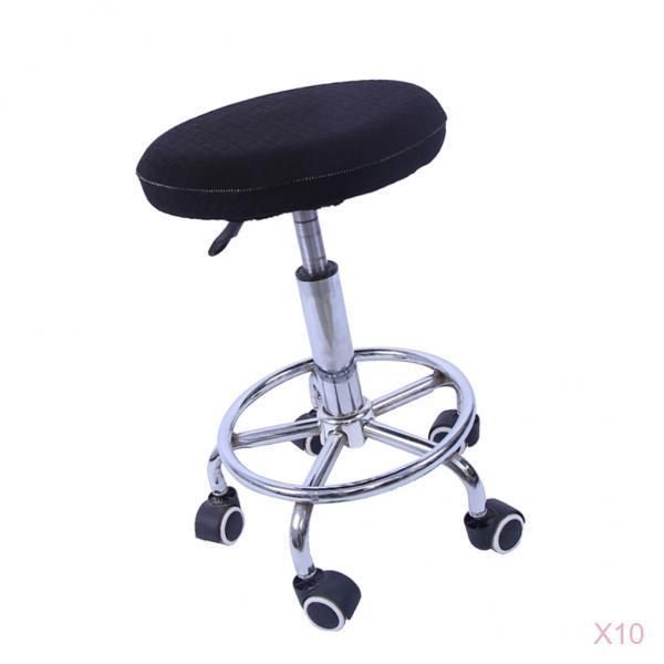 10 Pieces Elastic Bar Stool Covers Round Chair Seat Cover Cushion Black