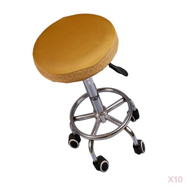 10 Pieces Elastic Bar Stool Covers Round Chair Seat Cover Cushion Gold