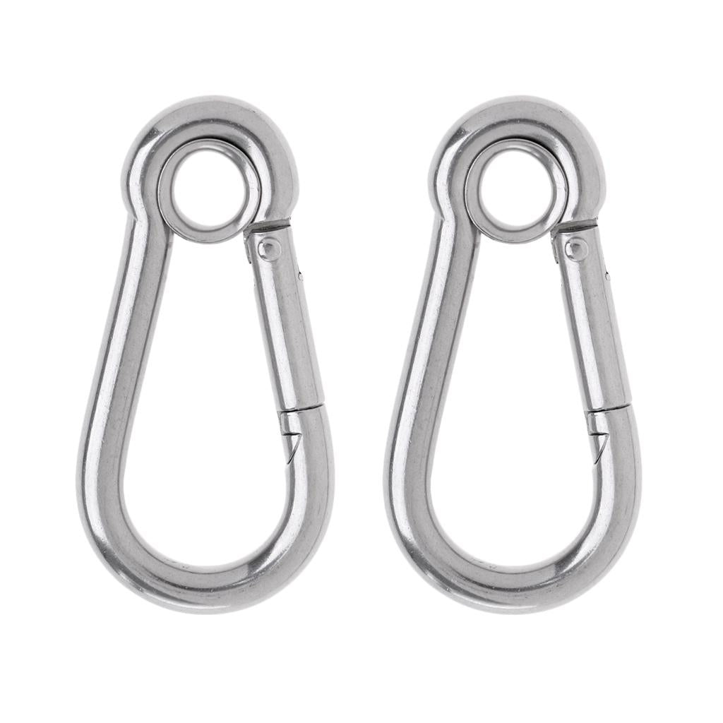 1 Pair Stainless Steel Climbing Carabiner with Eye for Climbing/ Hiking 80mm