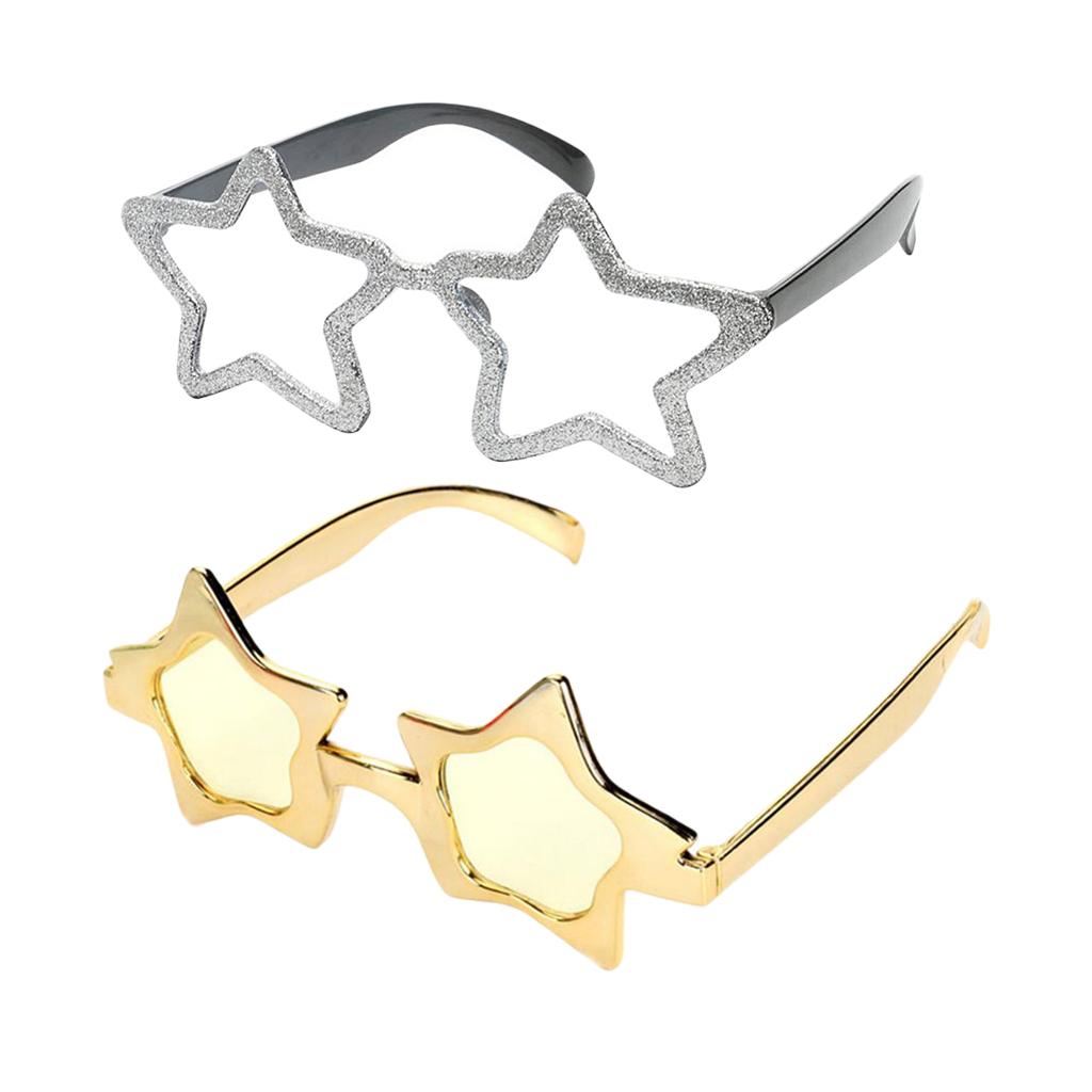 2 Kids Gold Silver Five-point Star Sunglasses Novelty Party Glasses Costume