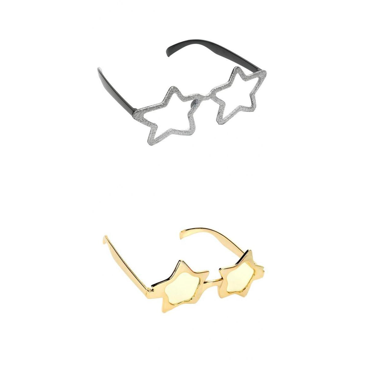 2 Kids Gold Silver Five-point Star Sunglasses Novelty Party Glasses Costume