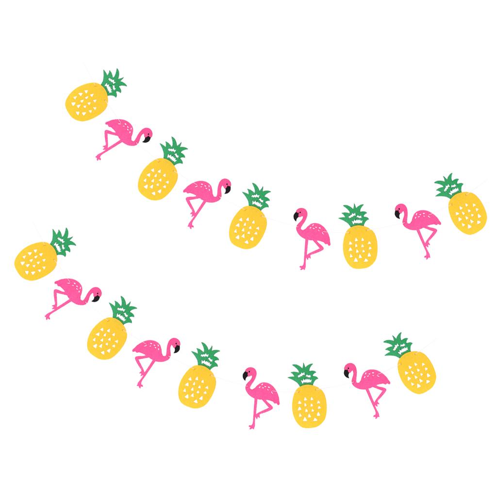 2pcs Hawaiian Felt Flamingo Pineapple Bunting Garland Summer Party Decor