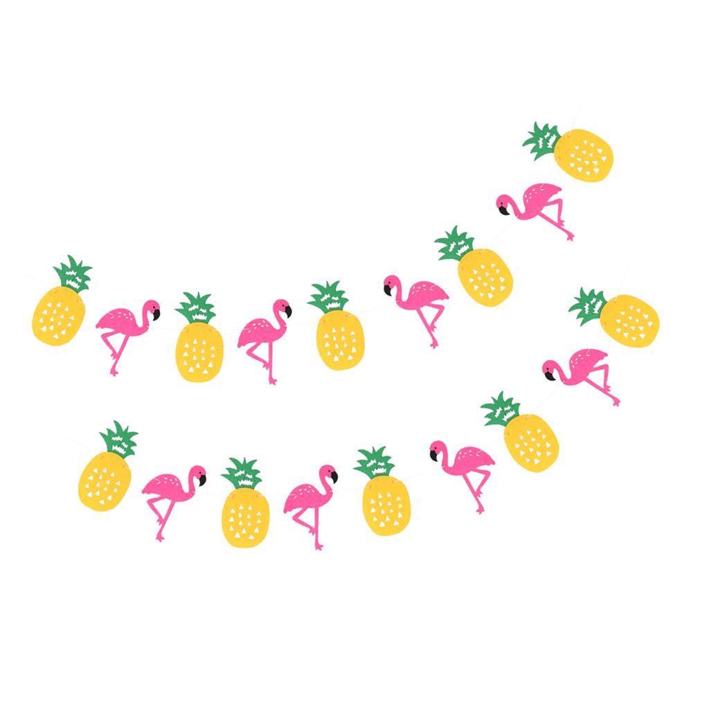2pcs Hawaiian Felt Flamingo Pineapple Bunting Garland Summer Party Decor