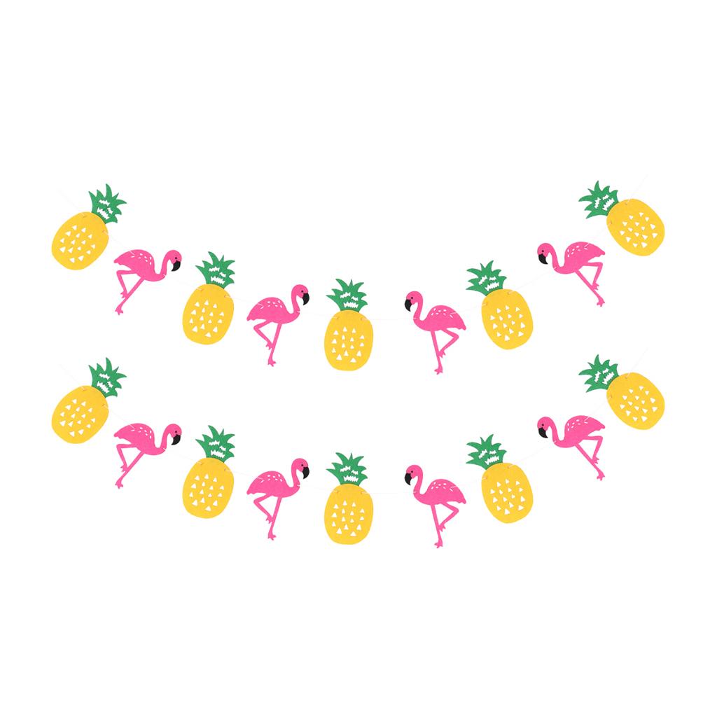 2pcs Hawaiian Felt Flamingo Pineapple Bunting Garland Summer Party Decor