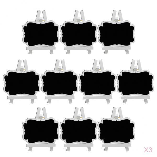 30 Pieces Wooden Rectangle Blackboard Chalkboard Message Boards 11x9cm