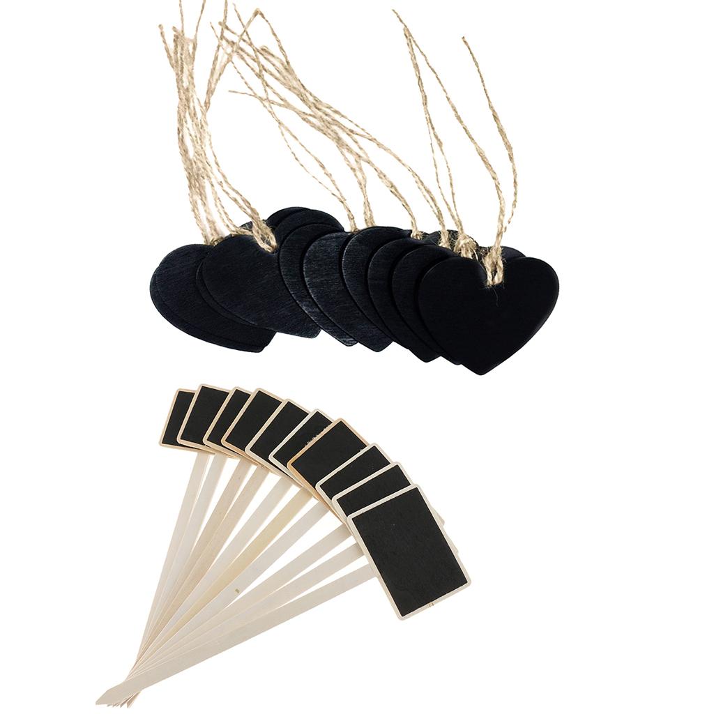 200pcs Mini Wooden Blackboard Chalkboard Stick Tags Message Boards Mixed