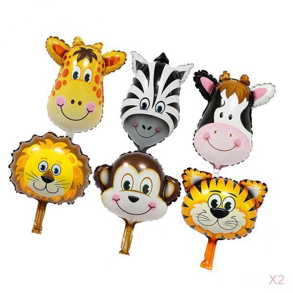 12 Pieces Lovely Zoo Animal Face Foil Balloon Kids Toy Birthday Party Decor