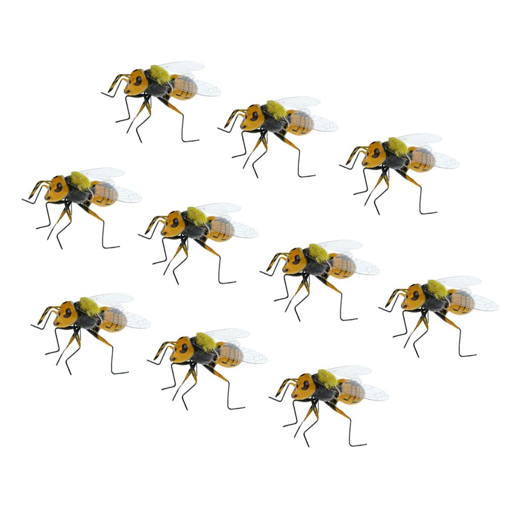 10x Bee Statues Miniature Outdoor Grass Ornament Realistic Insect Figurines