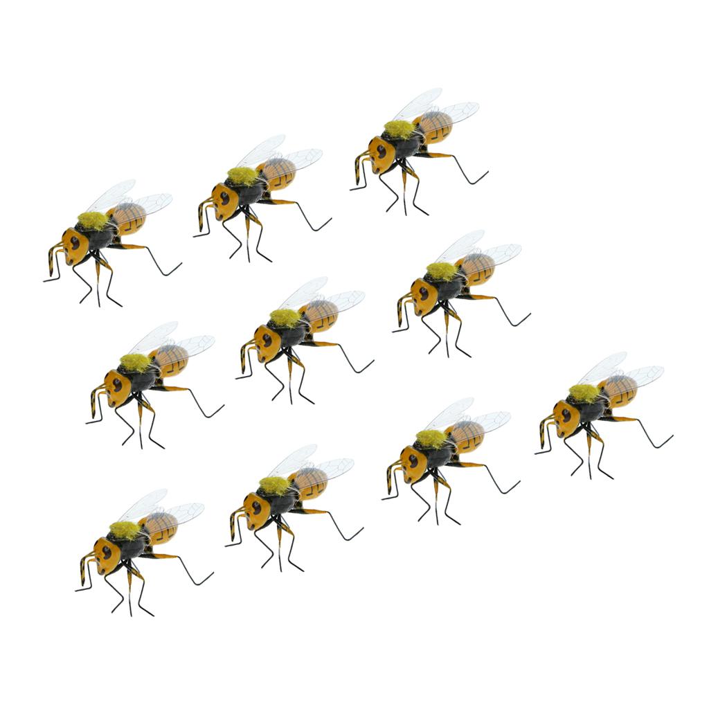 10x Bee Statues Miniature Outdoor Grass Ornament Realistic Insect Figurines