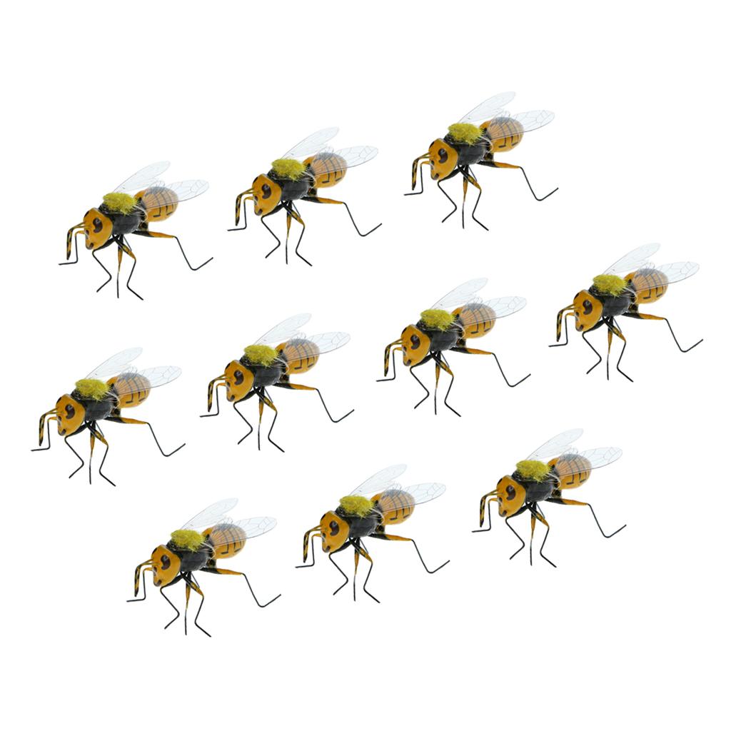 10x Bee Statues Miniature Outdoor Grass Ornament Realistic Insect Figurines