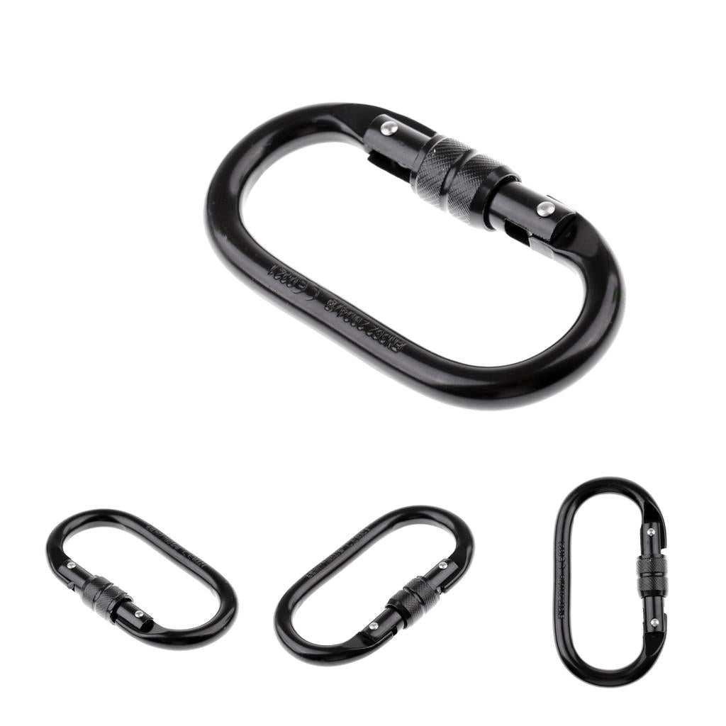 4pcs 25KN Oval Steel Climbing Screw Lock Carabiner for Climbing Rappelling