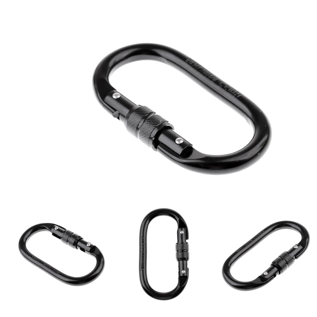 4pcs 25KN Oval Steel Climbing Screw Lock Carabiner for Climbing Rappelling