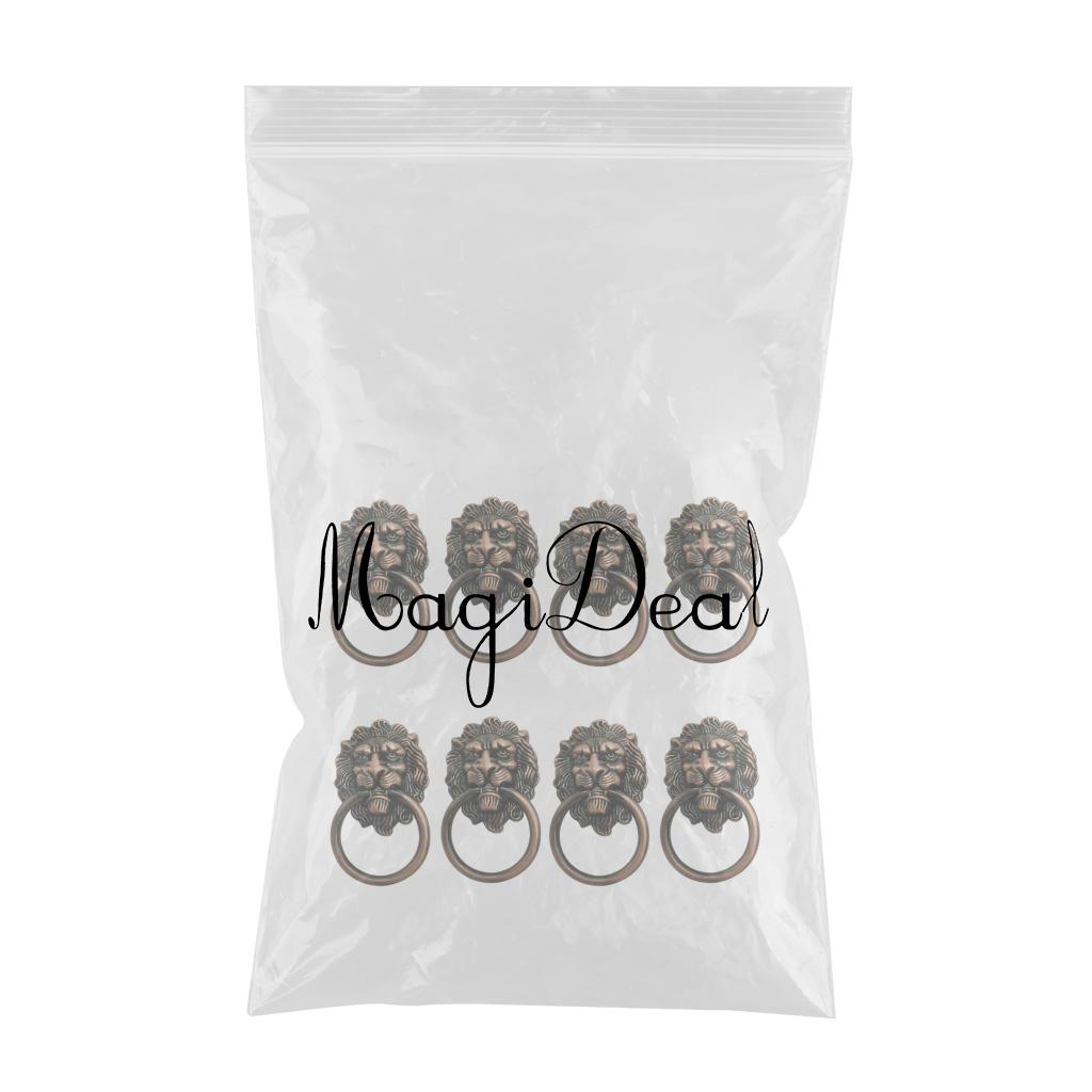 8x Lion Head Design Door Cabinet Drawer Cupboard Wardrobe Pull Ring Copper