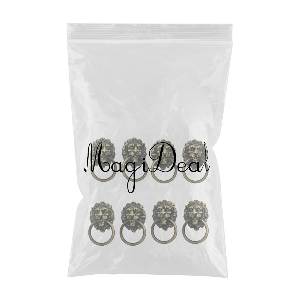 10x Lion Head Design Door Cabinet Drawer Cupboard Wardrobe Pull Ring Bronze