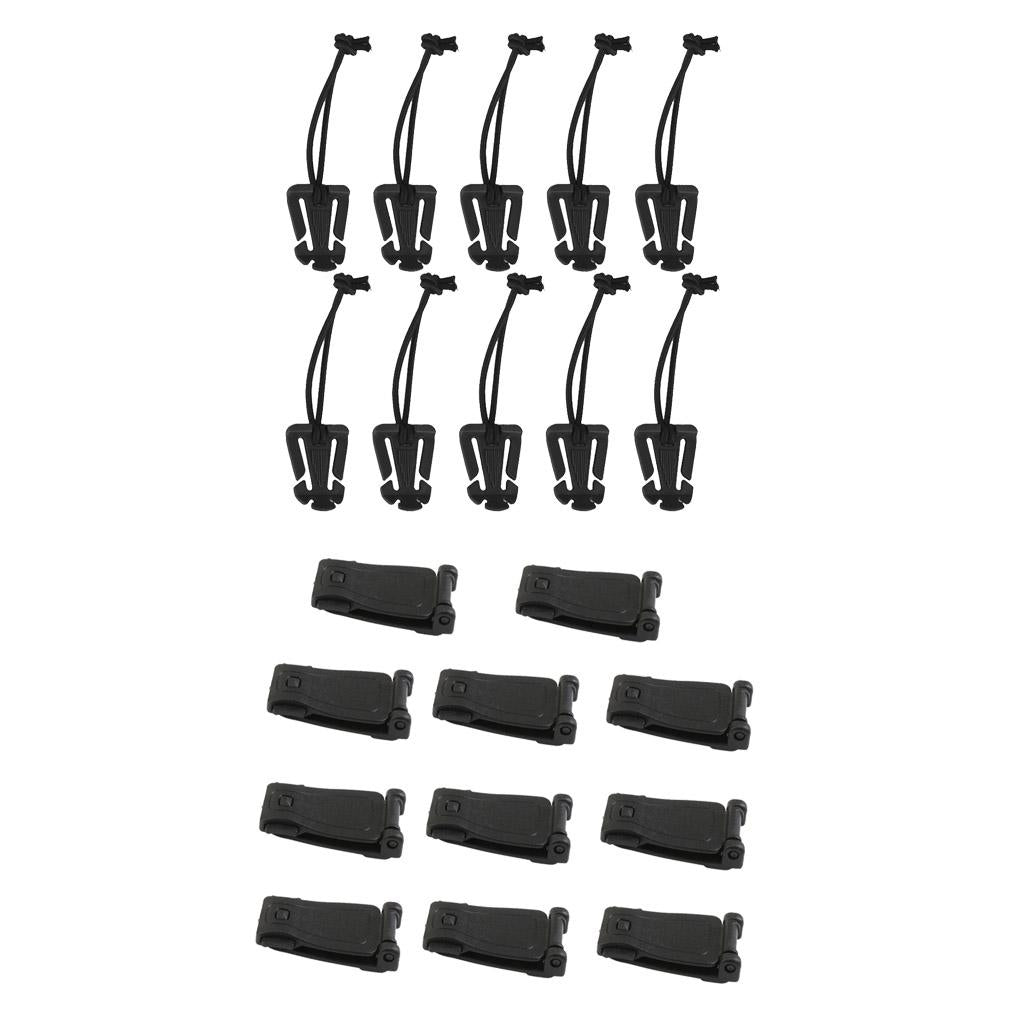 20 Pieces Molle Backpack Webbing Strap Buckles Clips + Elastic Cord Buckles