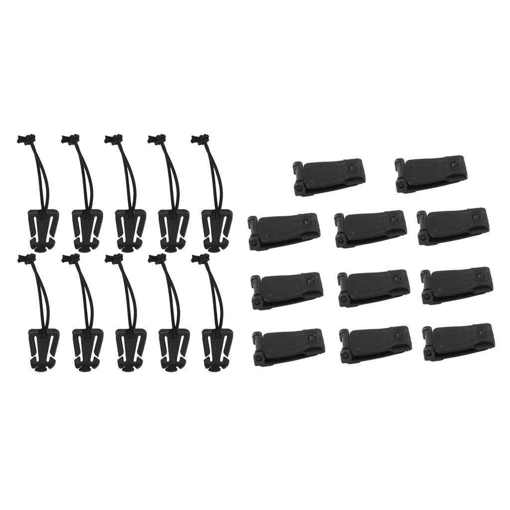 20 Pieces Molle Backpack Webbing Strap Buckles Clips + Elastic Cord Buckles