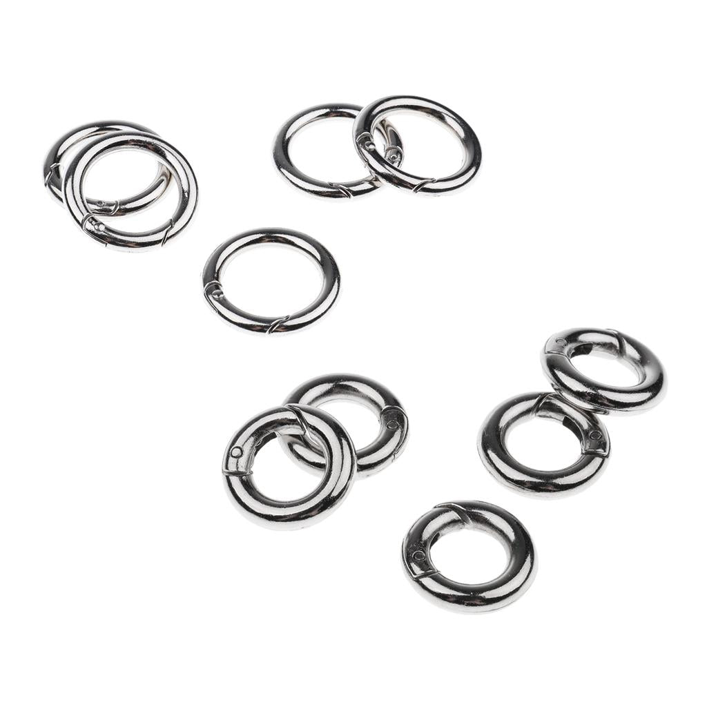 10Pieces Round Push Gate Snap Open Hook Spring Ring Key Chain Carabiner