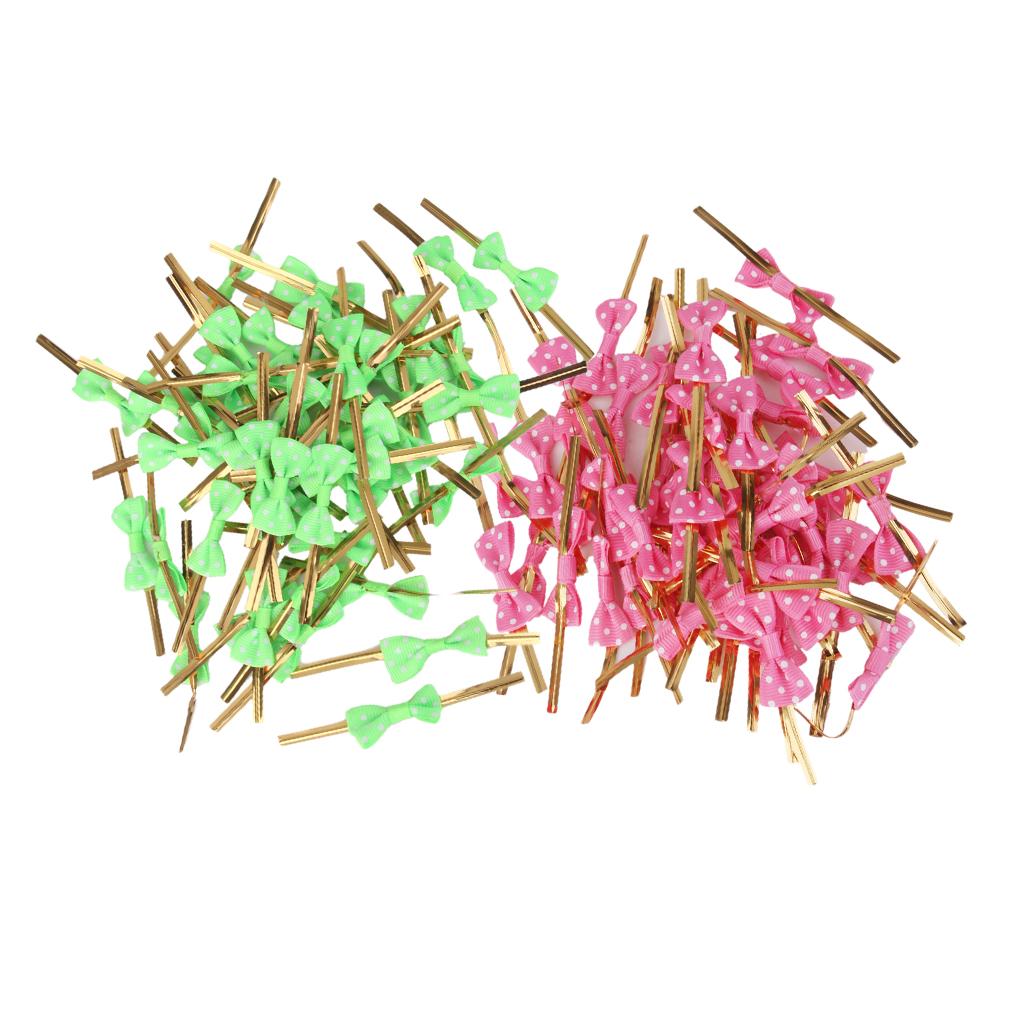 100 Pieces Mixed Bowknot Sealing Wire Bakery Cake Packing Twist Ties 8cm