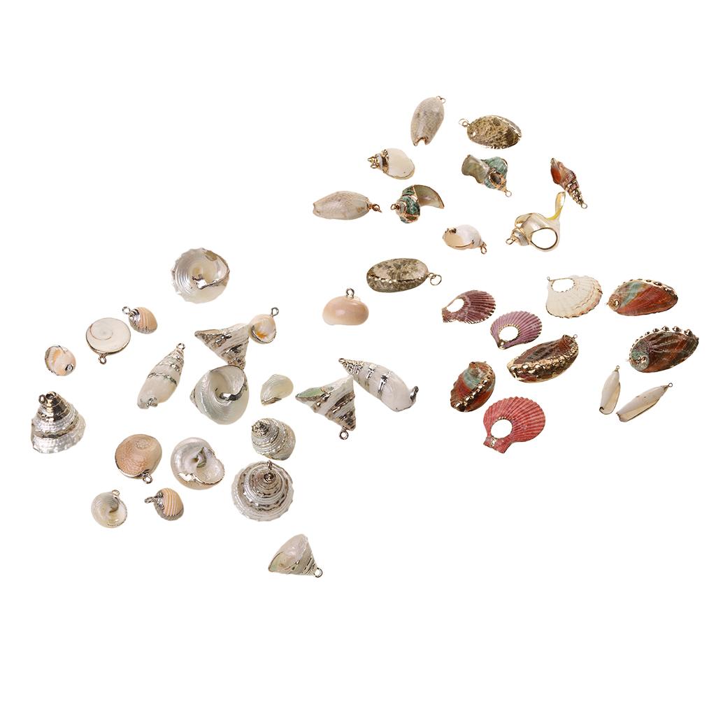 2 Pieces Gilding Conch Sea Shell Beads Charms Pendant Jewelry Making Crafts