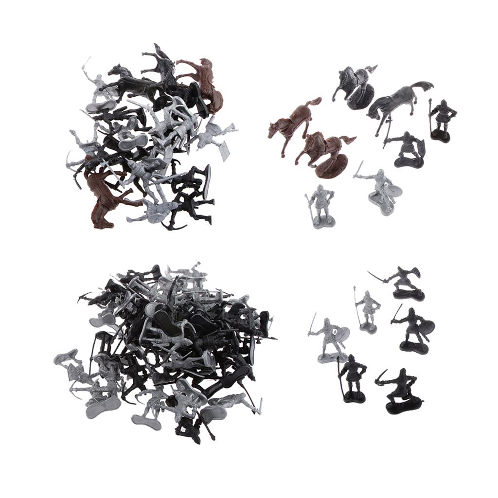 88Pieces/Lot Sliver Black Warriors Medieval Soldiers Military Figures Horse