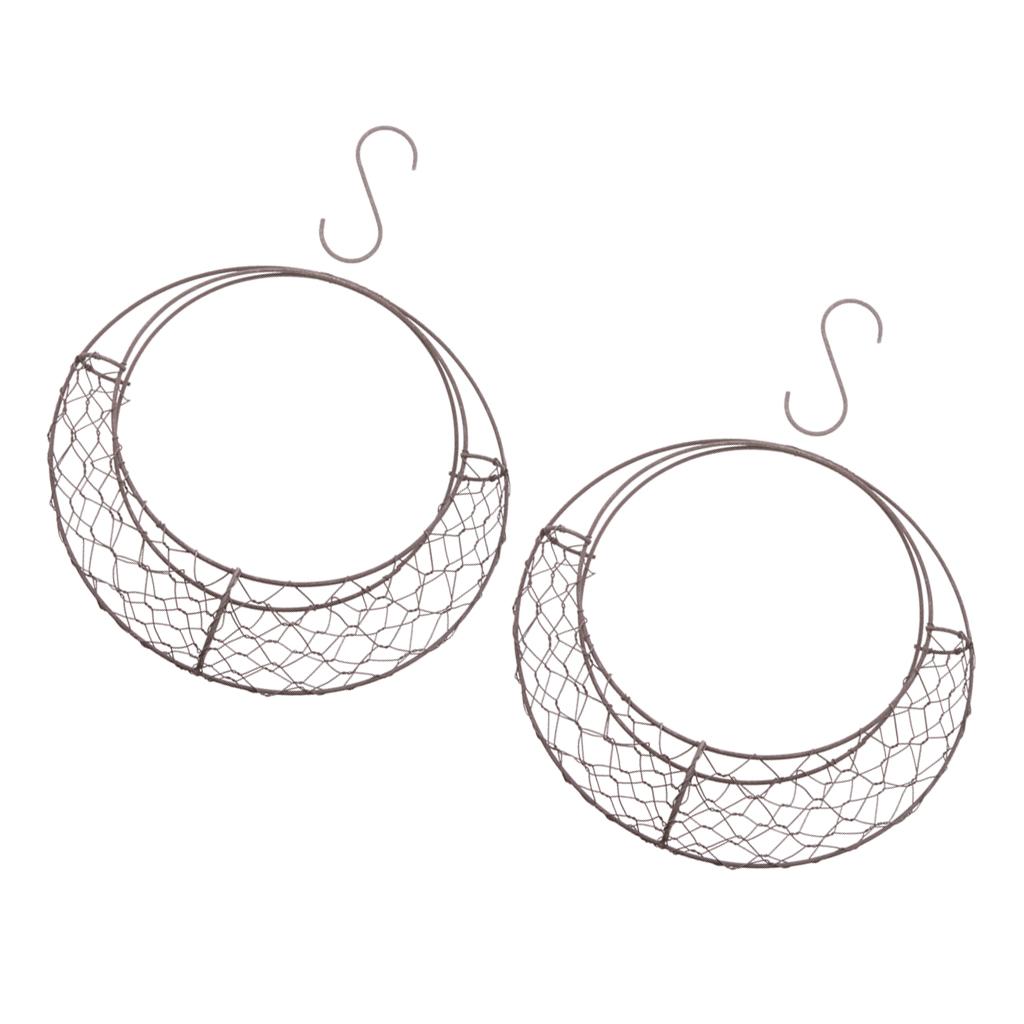 2Piece 28cm Retro Iron Moon Shape Succulent Pot Hanging Planter Plant Holder