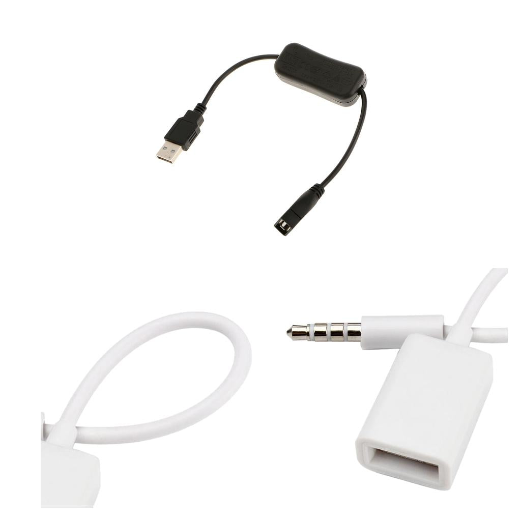 3.5mm Male Plug Jack to USB Female Cable+USB A Male to Female Switch On/Off