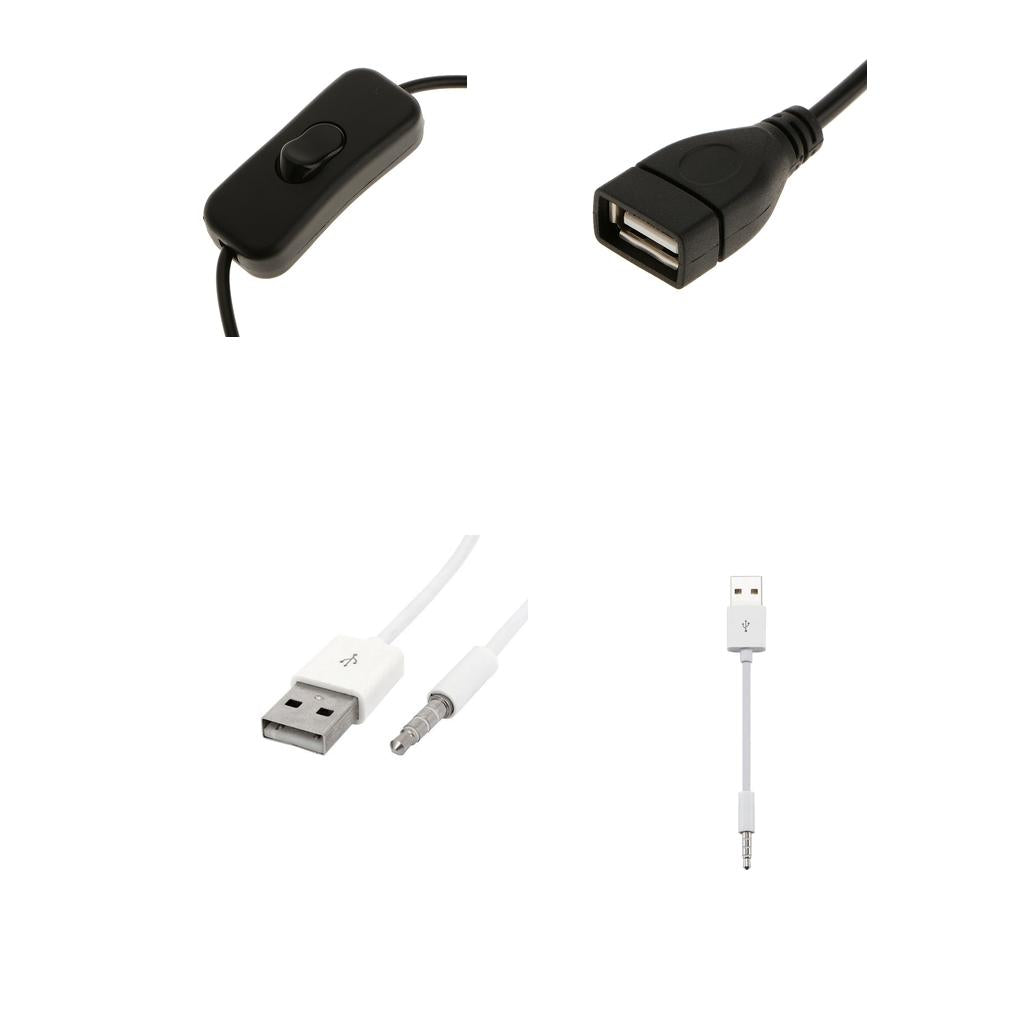 3.5mm Male Plug Jack to USB Male Cable+USB A Male to Female Switch On/Off