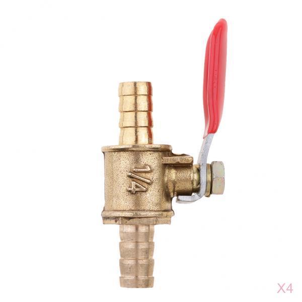 4Pcs Brass Ball Valve Shut-Off Drain Cock Air Fluid Full Port Red Handle