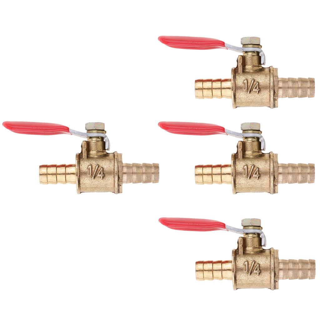 4Pcs Brass Ball Valve Shut-Off Drain Cock Air Fluid Full Port Red Handle