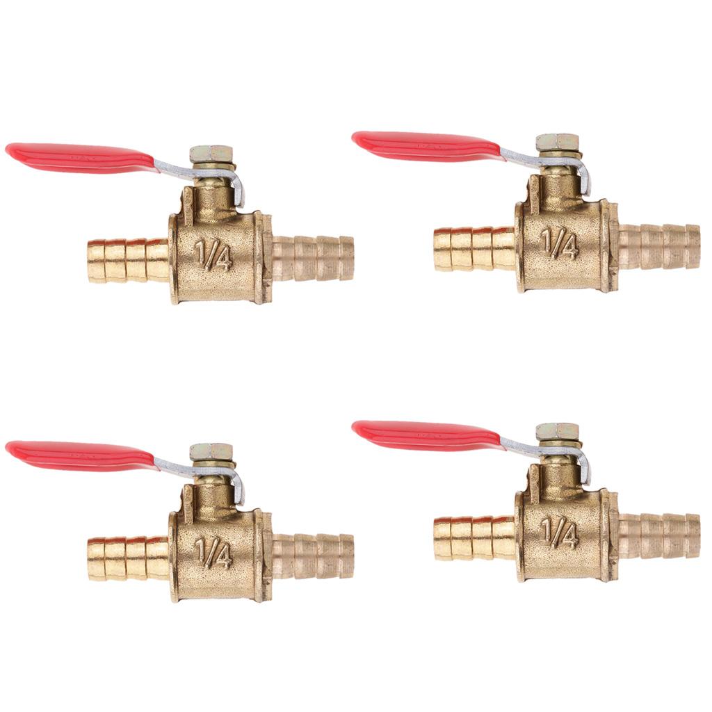4Pcs Brass Ball Valve Shut-Off Drain Cock Air Fluid Full Port Red Handle