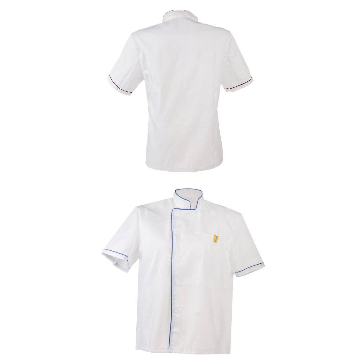 2/pack Unisex White Chef Jacket Coat Short Sleeve Kitchen Uniform